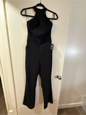 Express Black Halter Jumpsuit with Wide Legs